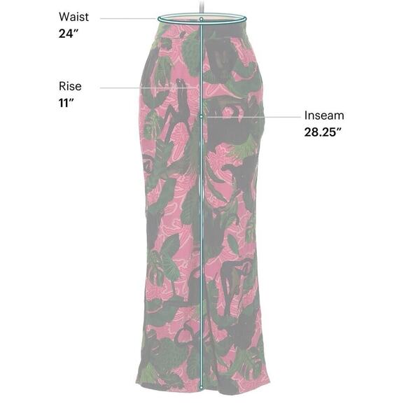 La Fuori Pink Leopard Jungle Tropical 100% Silk Pants Small - Picture 5 of 5